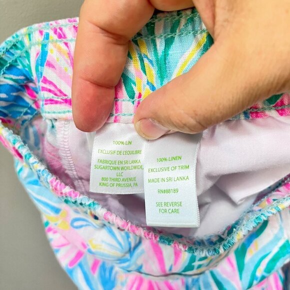 Lilly Pulitzer Women's XL Multicolor Linen Pants With‎ Drawstring & Pockets - Picture 4 of 6